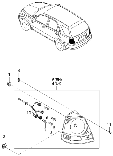 2004 Kia Sorento Rear Combination Lamp Diagram