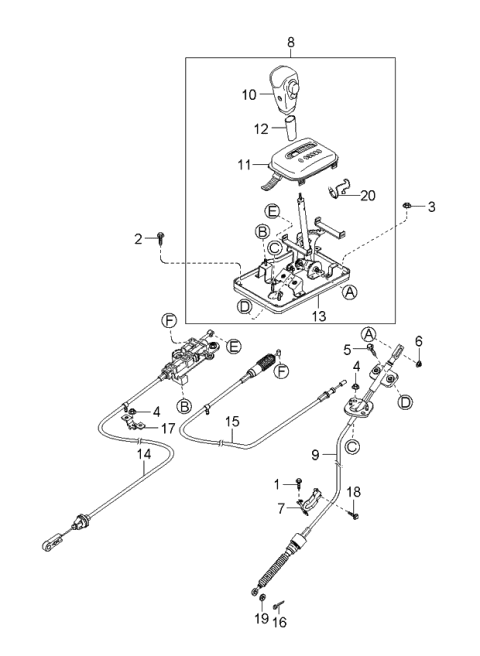 2005 Kia Sorento Shift Lever Control Diagram 3