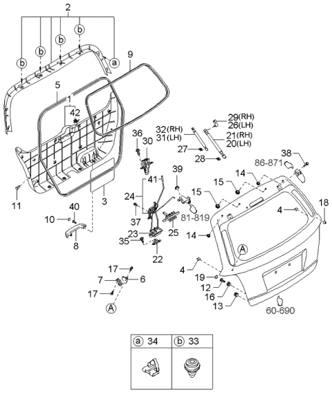 2004 Kia Sorento Tail Gate Trim Diagram