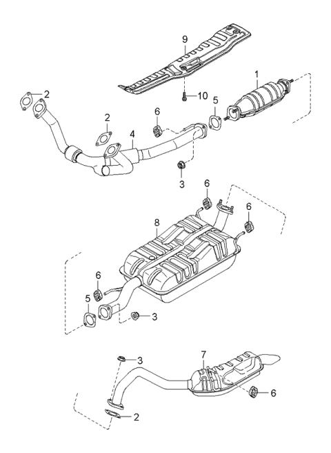 2003 Kia Sorento Front Muffler Assembly Diagram for 286103E010