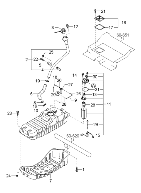 2005 Kia Sorento Fuel Temperature Sensor Diagram for 314353E200