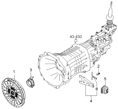 2006 Kia Sorento Clutch & Release Fork Diagram 1