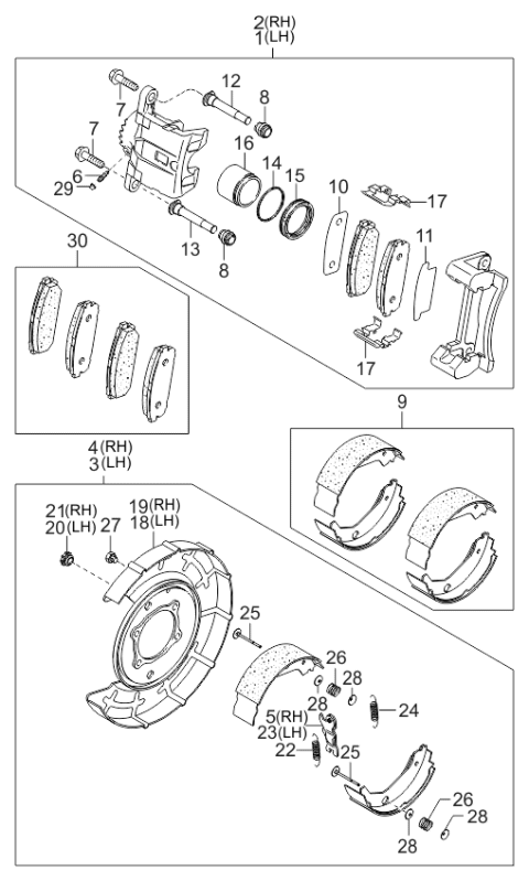 2004 Kia Sorento Parking Brake Shoe Kit Diagram for 583503EU00