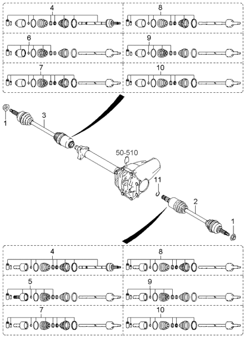 2004 Kia Sorento Joint Set-Inner,LH Diagram for 495923E000