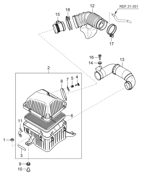 2005 Kia Sorento Air Cleaner Element Diagram for 281133E000