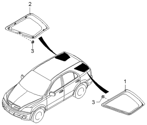 2005 Kia Sorento Glass Assembly-Quarter Window Diagram for 878203EA30