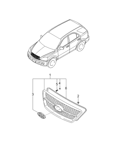 2003 Kia Sorento Strip-Radiator Grille Diagram for 863553E020