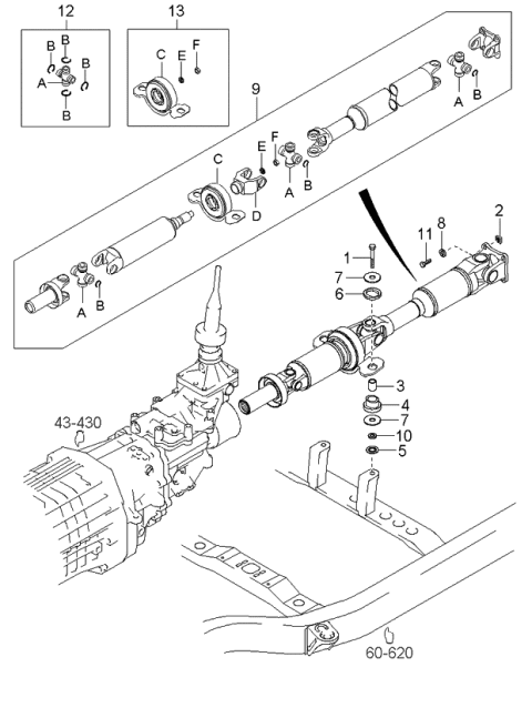 2004 Kia Sorento Repair Kit-Center Bearing Diagram for 495753E200