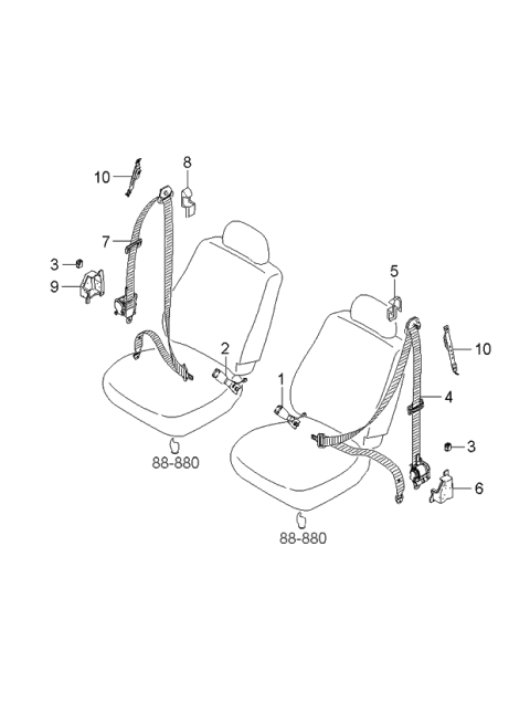 2003 Kia Sorento Adjuster-Height Diagram for 888903E500FC