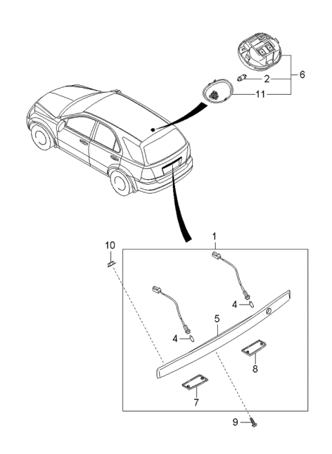 2005 Kia Sorento License Plate & Interior Lamp Diagram