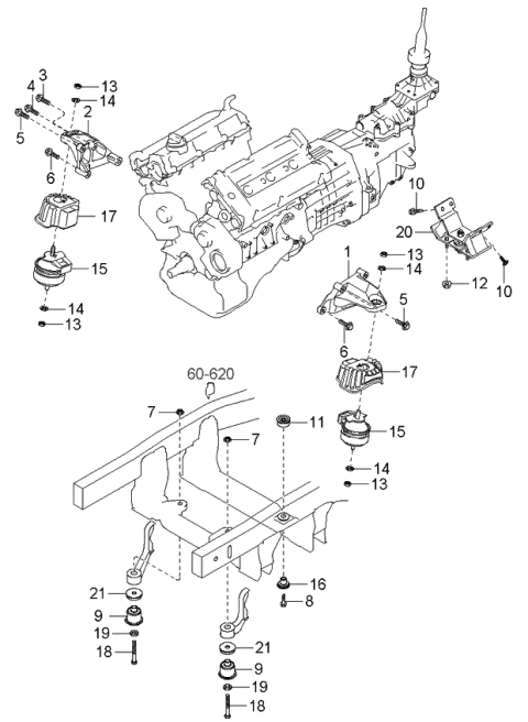 2006 Kia Sorento Engine & Transaxle Mounting Diagram 4