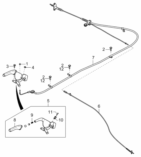 2005 Kia Sorento Lever Assembly-Parking Brake Diagram for 597103E000GW