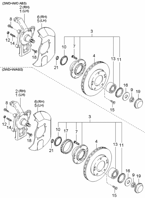 2006 Kia Sorento Steering Knuckle Assembly, Right Diagram for 512513E101