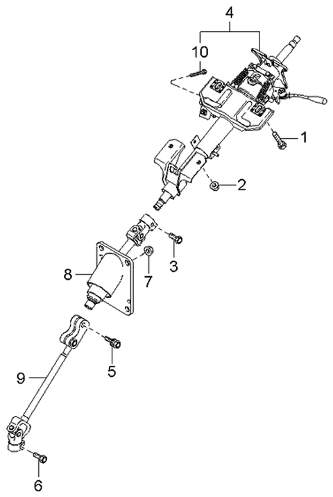 2004 Kia Sorento Column & Shaft Assembly Diagram for 563003E000