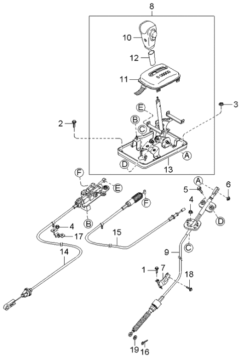 2004 Kia Sorento Shift Lever Control Diagram 4