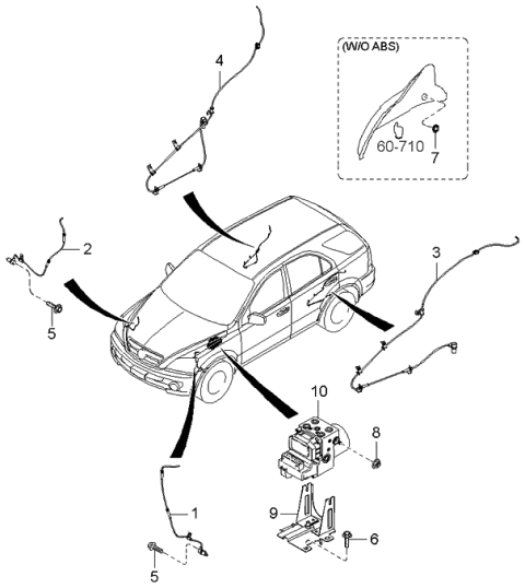 2004 Kia Sorento Hydraulic Module Abs Diagram for 589103E900