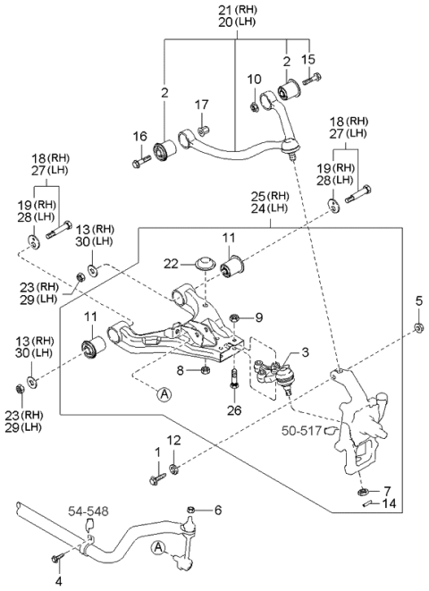 2005 Kia Sorento Arm-Front Lower & Upper Suspension Diagram