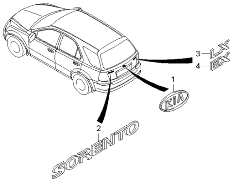 2005 Kia Sorento Lx Emblem Diagram for 863113E001