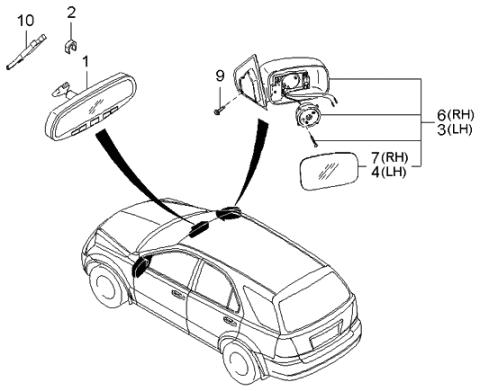 2004 Kia Sorento Rear View Mirror Diagram