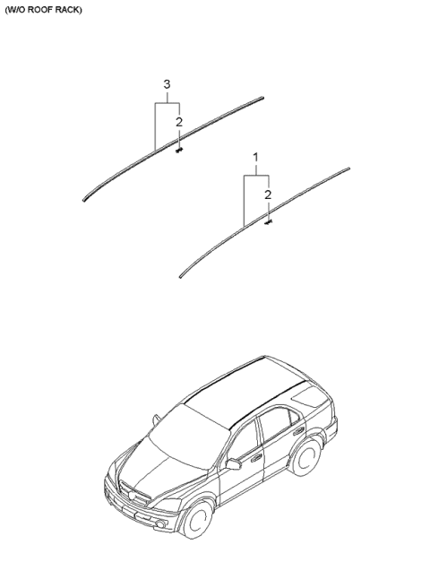 2003 Kia Sorento Roof Garnish & Roof Rack Diagram 1