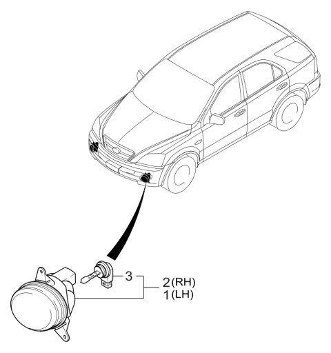 2005 Kia Sorento Front Fog Lamp Assembly, Right Diagram for 922023E011