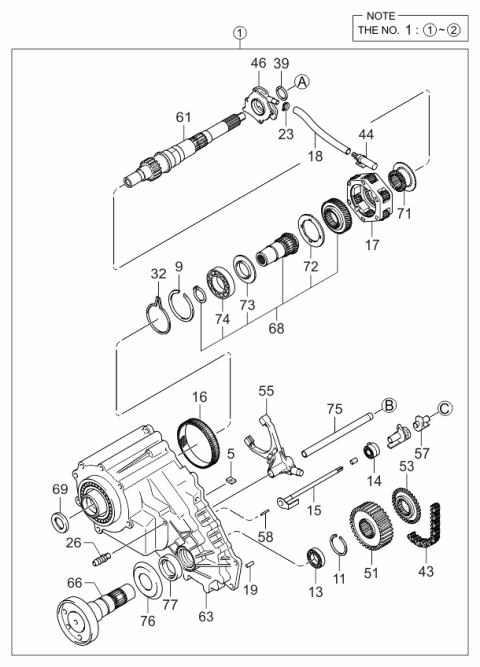 2003 Kia Sorento Transfer Assembly Diagram for 473003C200