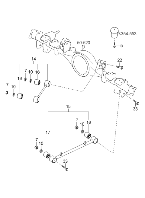 2003 Kia Sorento Rear Suspension Control Arm Diagram 1