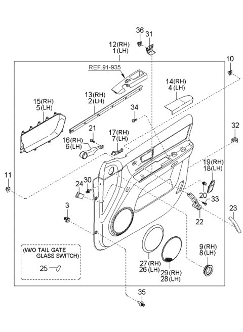 2003 Kia Sorento Speaker-Grille Molding Diagram for 823213E000GW