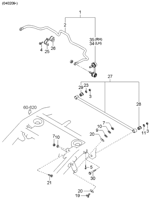 2004 Kia Sorento Link-STABILIZER Bar Diagram for 555803E000