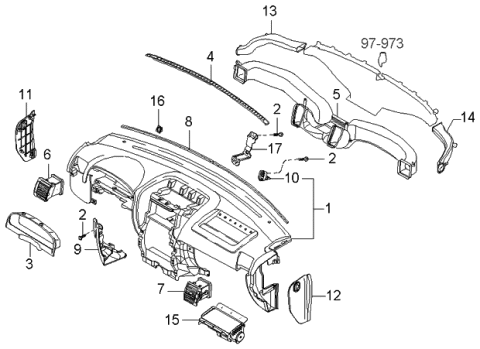 2003 Kia Sorento Lock Assembly-Trunk Lid Diagram for 847273E200