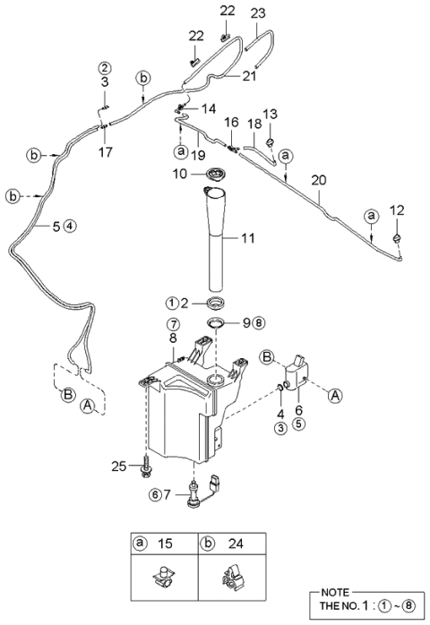 2005 Kia Sorento Windshield Washer Nozzle Assembly, Left Diagram for 986303E100