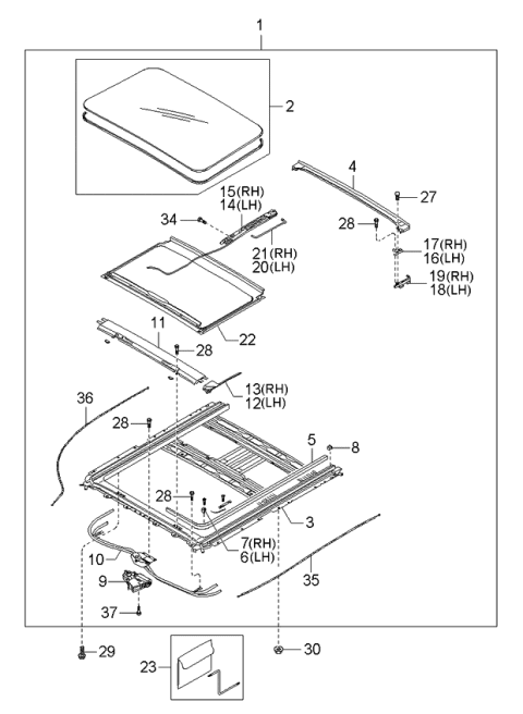 2004 Kia Sorento Sliding Sunroof Assembly Diagram for 816003E010CY