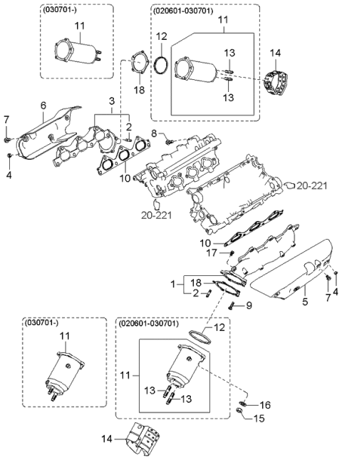 2003 Kia Sorento Catalytic Converter Diagram for 2853039480