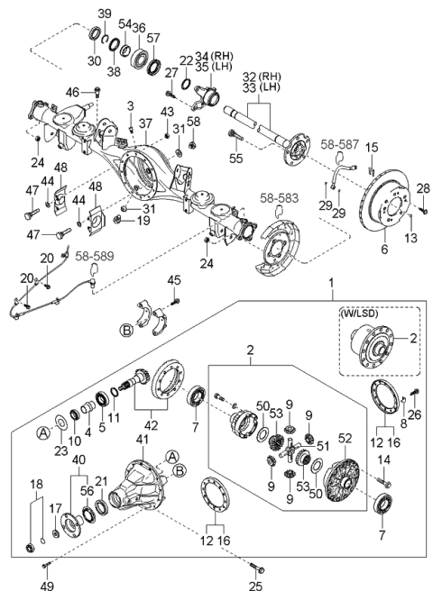 2004 Kia Sorento Rear Wheel Bearing Diagram for 523713E000