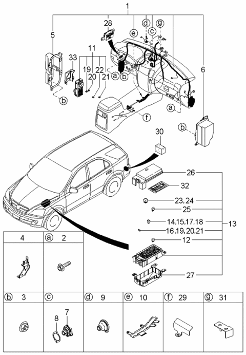 2003 Kia Sorento Fuse,40A Diagram for K991001040