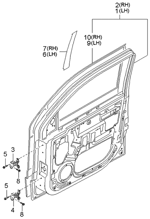 2006 Kia Sorento Old Body Style Panel-Front Door Diagram