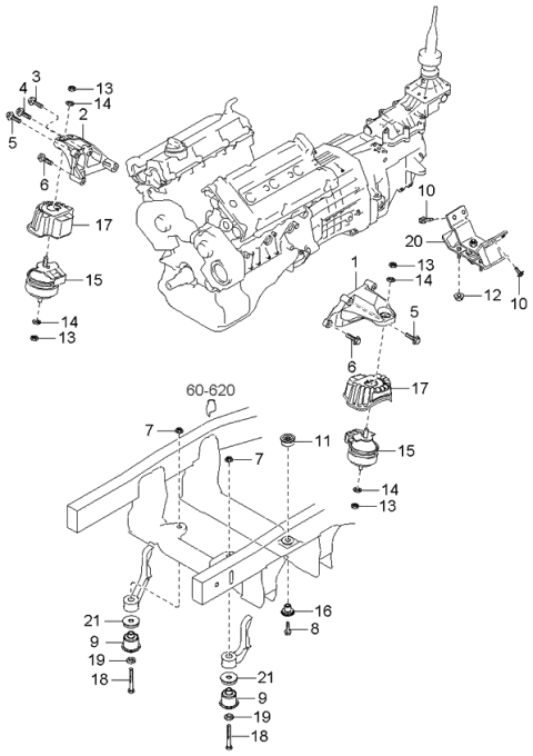 2003 Kia Sorento Engine & Transaxle Mounting Diagram 2