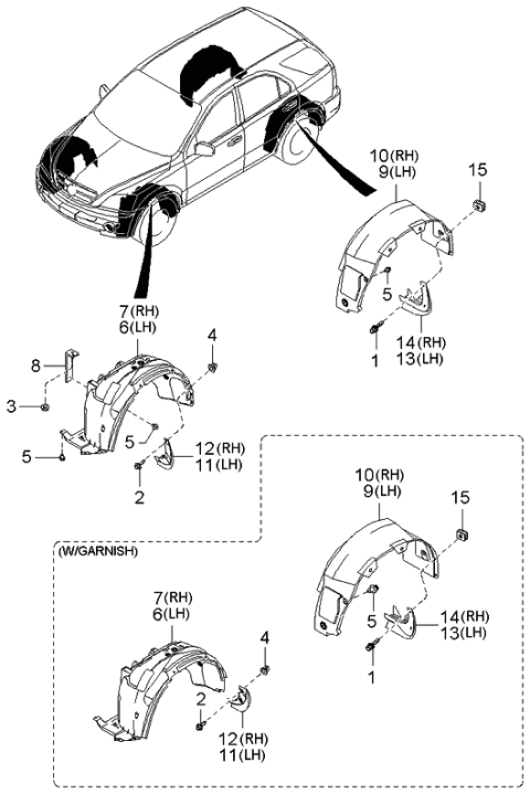 2005 Kia Sorento Wheel Guard Diagram