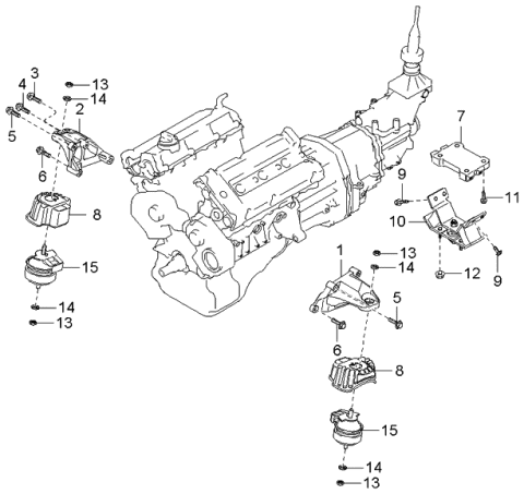 2003 Kia Sorento Engine & Transaxle Mounting Diagram 1