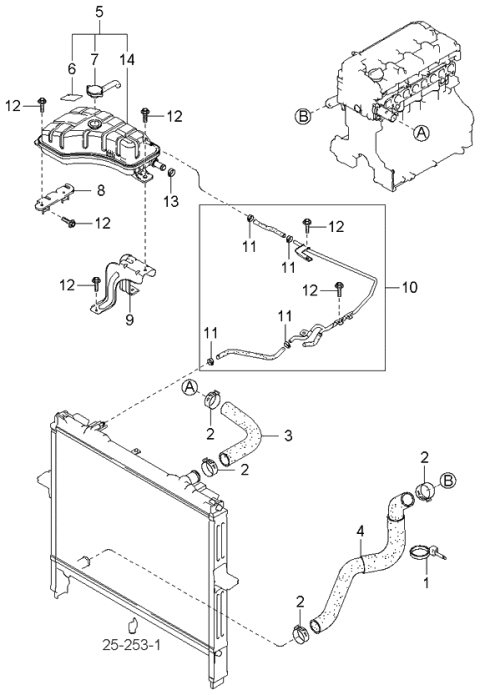 2003 Kia Sorento Hose-Radiator,Upper Diagram for 254113E200