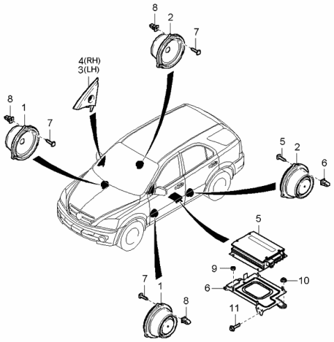 2004 Kia Sorento Amplifier Assembly-Audio Diagram for 963903E000