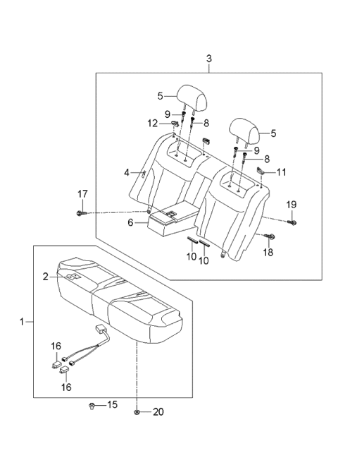 2006 Kia Amanti Rear Seat Back Covering Diagram for 893703F850713