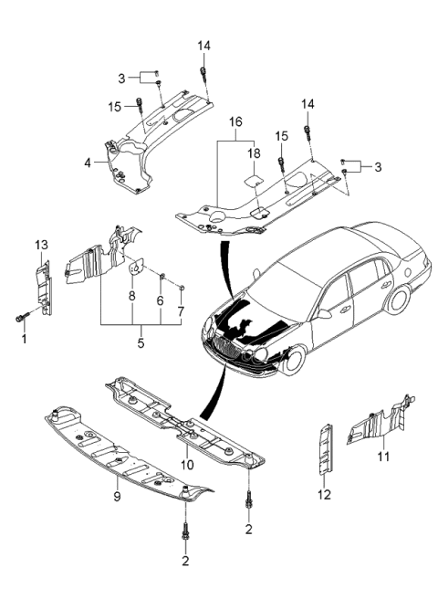 2006 Kia Amanti Panel-Under Cover,LH Diagram for 291303F310