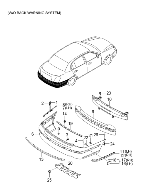 2006 Kia Amanti Rear Bumper Diagram 1