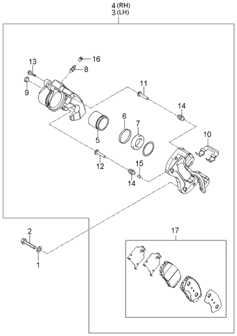 2006 Kia Amanti New Body Style (Produced Before OCT.2006) Brake-Front Wheel Diagram