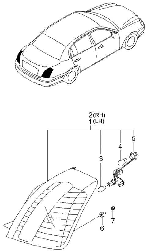 2006 Kia Amanti New Body Style (Produced Before OCT.2006) Rear Combination Lamp Diagram