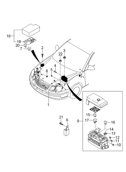 2006 Kia Amanti Engine Room Junction Box Assembly Diagram for 919503F070