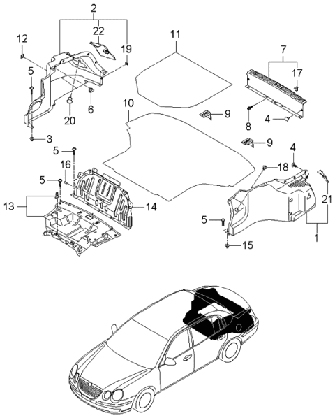 2006 Kia Amanti New Body Style (Produced Before OCT.2006) Luggage Compartment Diagram