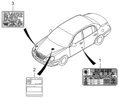 2006 Kia Amanti Label-Tire Pressure Diagram for 052033F970