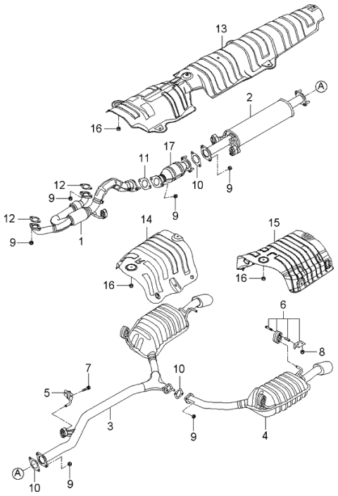 2006 Kia Amanti Muffler & Exhaust Pipe Diagram